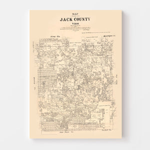 Vintage Map of Jack County, Texas 1879
