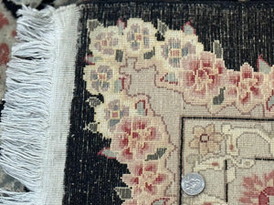 Pak Persian Tabriz Rug 8.6 x 11.6, Black Pink, Traditional Elegant Formal Oriental Carpet, Dining Room Rug, Fine 225 KPSI