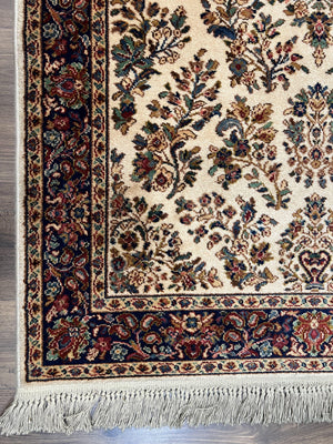 Karastan Rug 4.3 x 6, Karastan Ivory Sarouk #760 Wool Carpet, Vintage Original Collection 700 Series Discontinued, Floral Oriental Rug, Nice