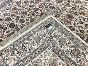 Karastan Rug #738 Tabriz Design 8.8 x 10.6, Room Sized Wool Pile Karastan Carpet, Vintage Discontinued Karastan Area Rug, Ivory, Floral Rug