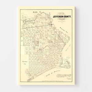 Vintage Map of Jefferson County, Texas 1879