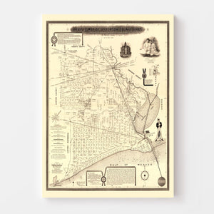 Vintage Map of Jefferson County, Texas 1898