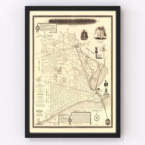 Vintage Map of Jefferson County, Texas 1898