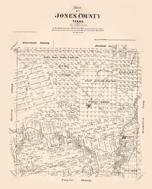 Vintage Map of Jones County, Texas 1879
