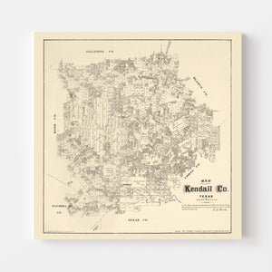 Vintage Map of Kendall County, Texas 1879