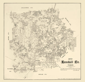 Vintage Map of Kendall County, Texas 1879