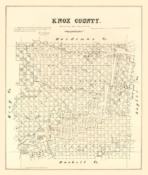 Vintage Map of Knox County, Texas 1879