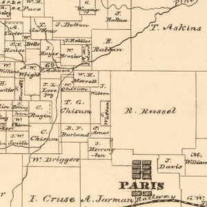 Vintage Map of Lamar County, Texas 1870