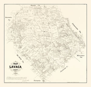 Vintage Map of Lavaca County, Texas 1879