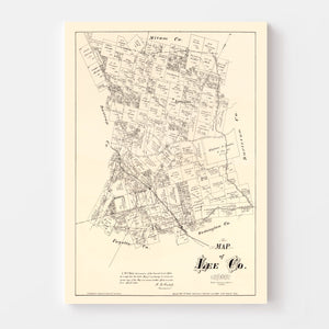 Vintage Map of Lee County, Texas 1879