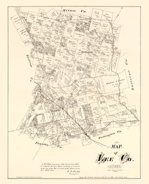 Vintage Map of Lee County, Texas 1879