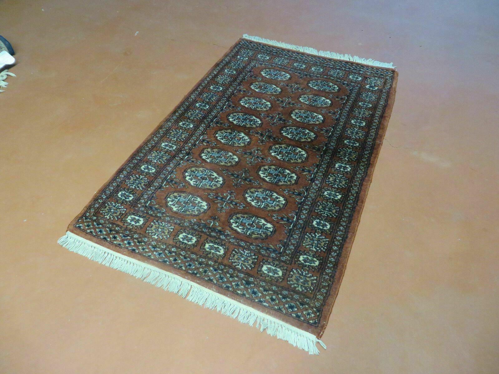3' X 4' Vintage Handmade Pakistan Turkoman Bokhara Fine Woven Wool Rug