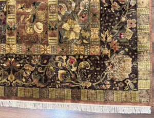 Indo Persian Rug 8.6 x 12 Panel Design Vintage Soft Wool Pile Multicolor