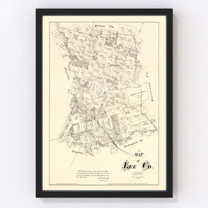 Vintage Map of Lee County, Texas 1879