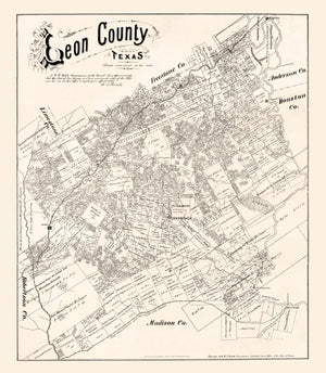 Vintage Map of Leon County, Texas 1879