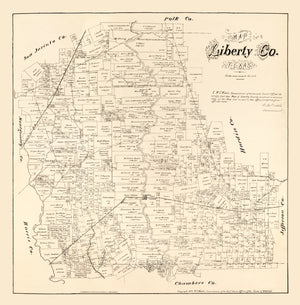 Vintage Map of Liberty County, Texas 1879