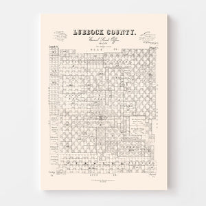 Vintage Map of Lubbock County, Texas 1892