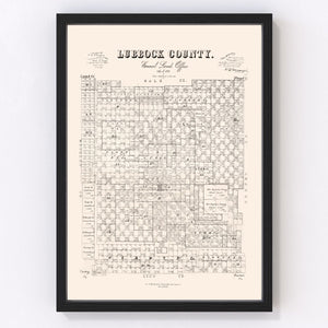 Vintage Map of Lubbock County, Texas 1892