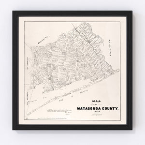 Vintage Map of Matagorda County, Texas 1879