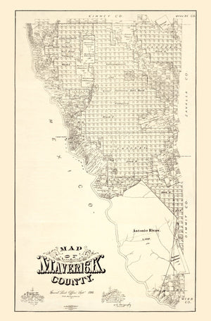 Vintage Map of Maverick County, Texas 1893
