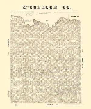 Vintage Map of McCulloch County, Texas 1879
