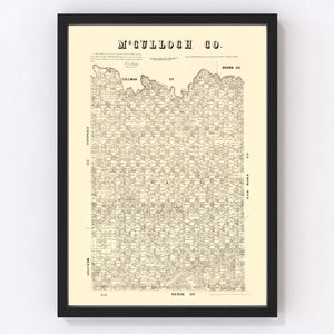 Vintage Map of McCulloch County, Texas 1879