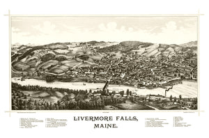 Vintage Map of Livermore Falls, Maine 1889
