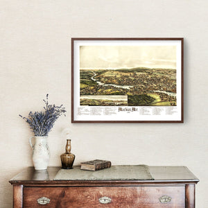 Vintage Map of Machias, Maine 1896