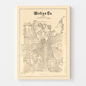 Vintage Map of Medina County, Texas 1879