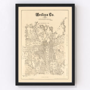 Vintage Map of Medina County, Texas 1879