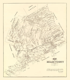 Vintage Map of Milam County, Texas 1879