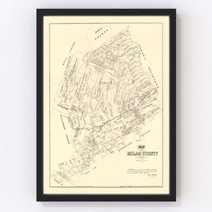 Vintage Map of Milam County, Texas 1879