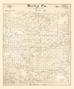Vintage Map of Motley County, Texas 1893