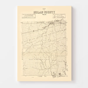 Vintage Map of Nolan County, Texas 1890