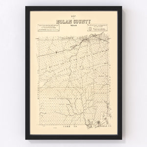 Vintage Map of Nolan County, Texas 1890