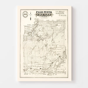 Vintage Map of Palo Pinto County, Texas 1880