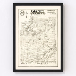 Vintage Map of Palo Pinto County, Texas 1880