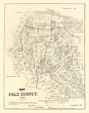 Vintage Map of Polk County, Texas 1879