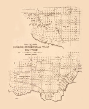 Vintage Map of Presidio County, Texas 1891