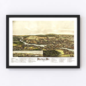 Vintage Map of Machias, Maine 1896