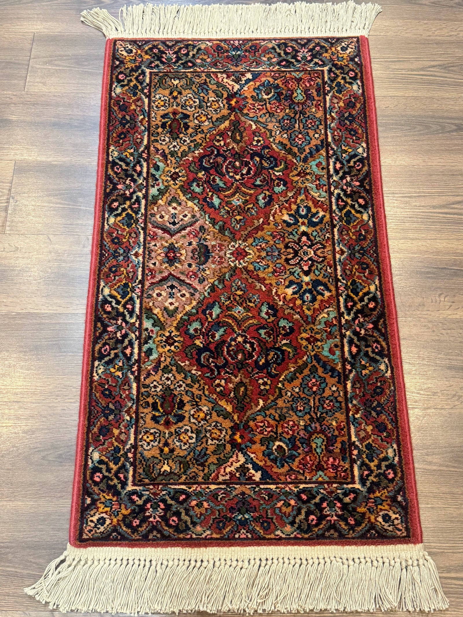 Karastan Rug 2x4 Multicolor Panel Kirman #717, Original 700 Series, Wool Pile Vintage Discontinued