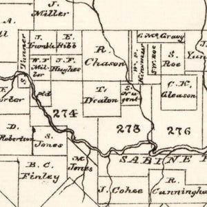 Vintage Map of Rains County, Texas 1870