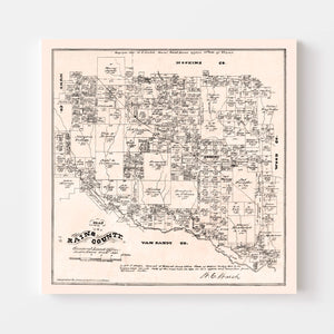 Vintage Map of Rains County, Texas 1880