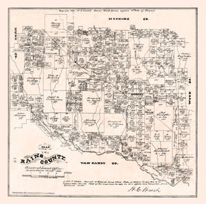 Vintage Map of Rains County, Texas 1880
