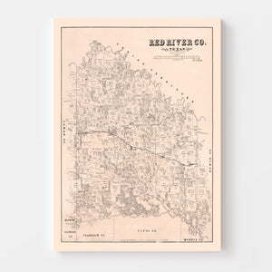 Vintage Map of Red River County, Texas 1879