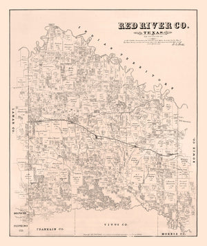Vintage Map of Red River County, Texas 1879