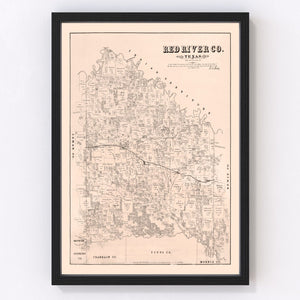 Vintage Map of Red River County, Texas 1879