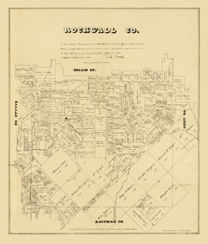 Vintage Map of Rockwall County, Texas 1880
