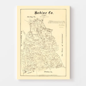 Vintage Map of Sabine County, Texas 1879