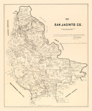 Vintage Map of San Jacinto County, Texas 1879